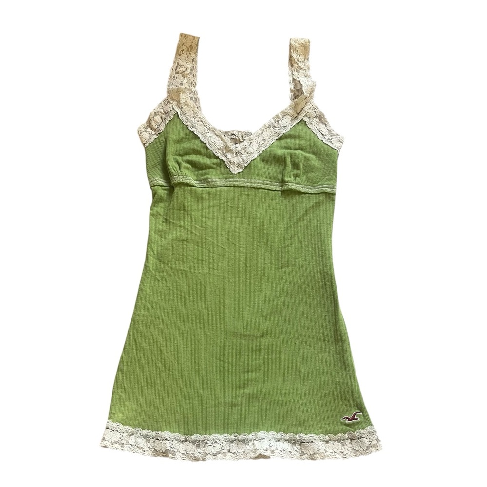 Hollister Green and White Camisole Top